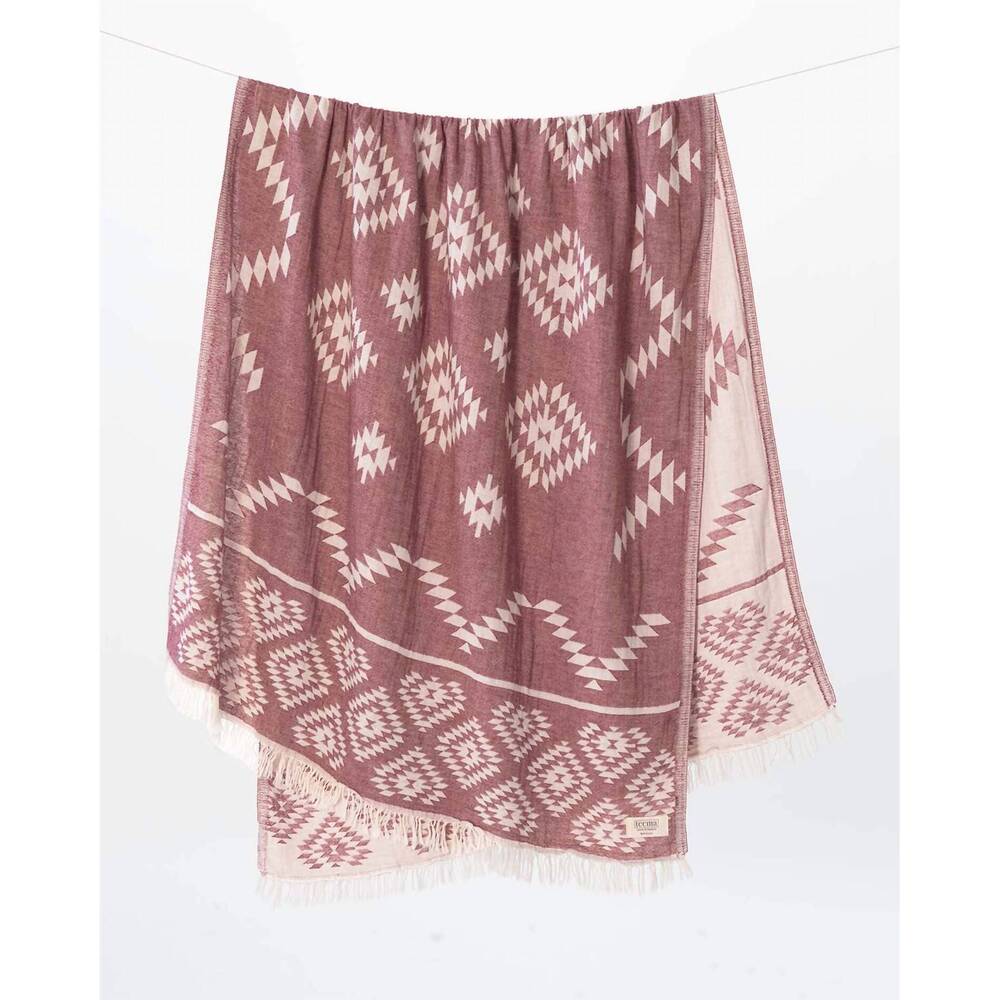 NEW TEEMA TOWELS turkish towel in maroon tribal